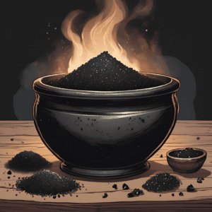 Black salt used in witchcraft for protection, banishment, and cleansing spells