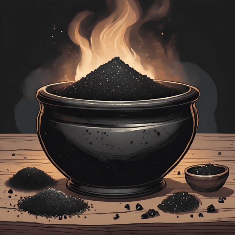 Black salt used in witchcraft for protection, banishment, and cleansing spells