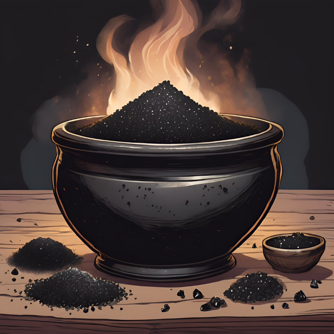 Black salt used in witchcraft for protection, banishment, and cleansing spells