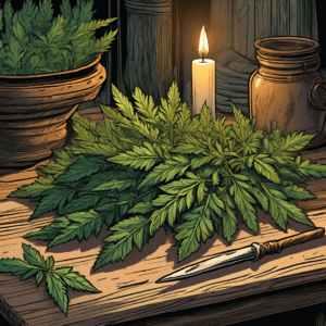 Mugwort herb used in witchcraft for dream work, protection, and psychic enhancement