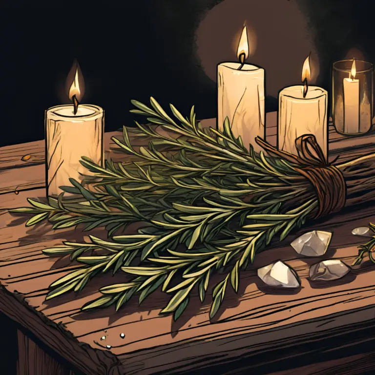 Rosemary sprigs used in witchcraft for protection, cleansing, and memory spells