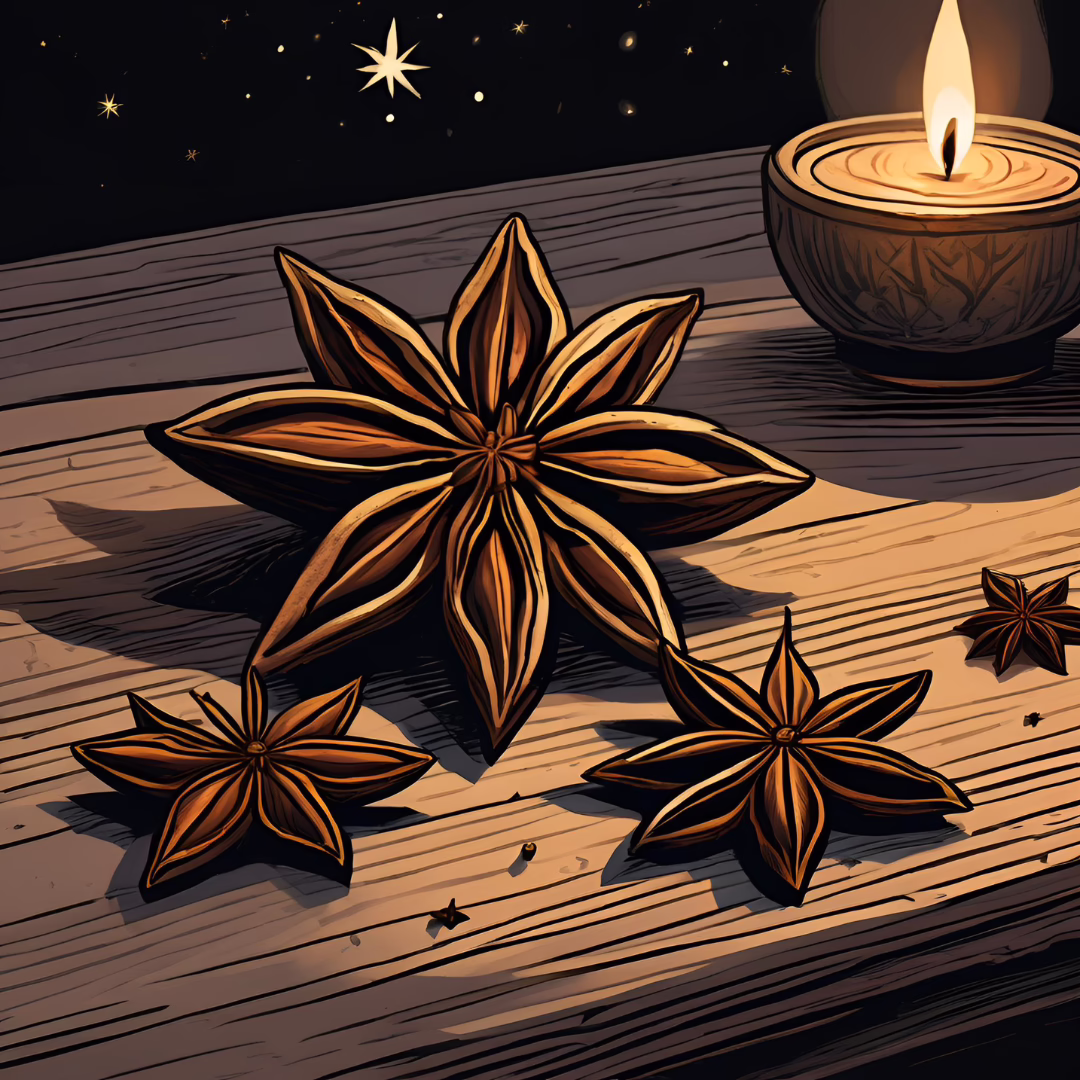 Star anise used in witchcraft for protection, psychic powers, and prosperity spells