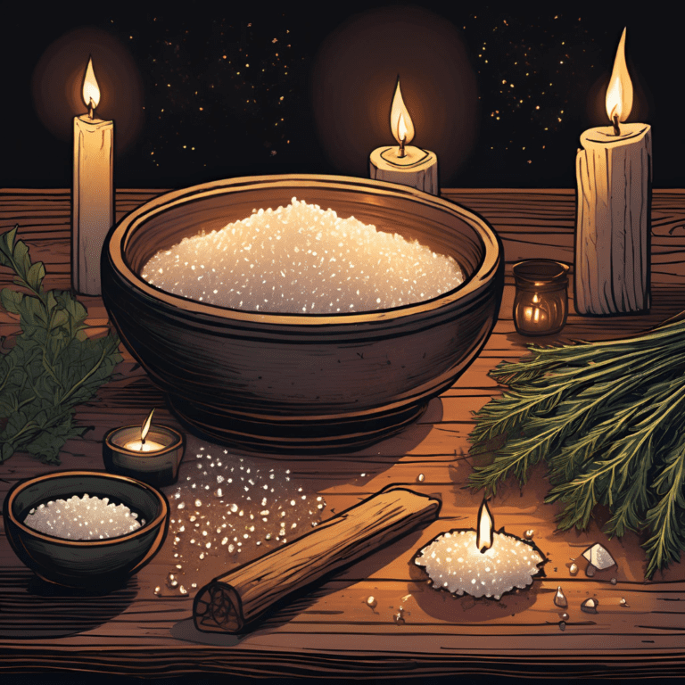 Salt used in witchcraft for purification, protection, and grounding spells