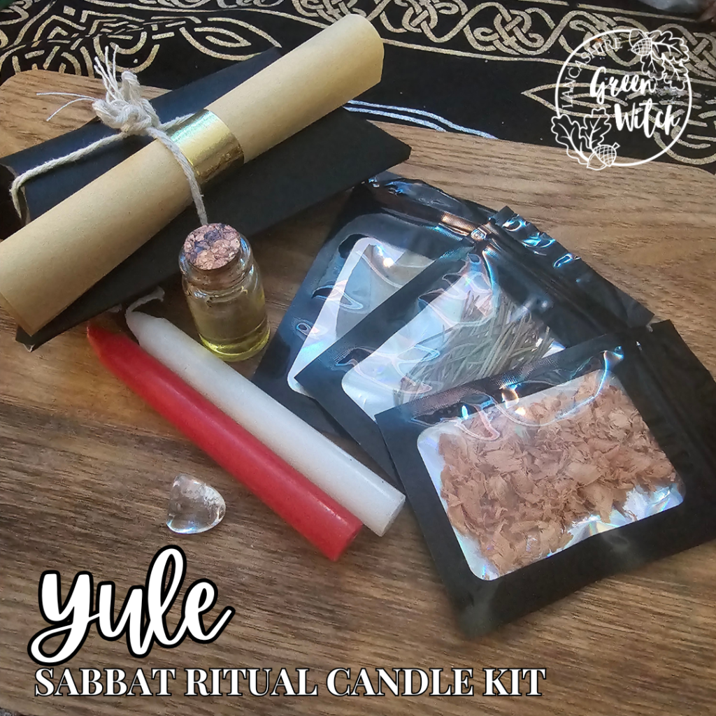 Embrace Yule’s magic with this ritual kit featuring candles, herbs, cinnamon oil, and clear quartz. Perfect for solstice celebrations!