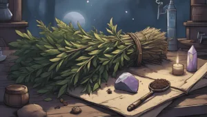 What Does Rosemary Represent in Witchcraft? Magical herbs including rosemary laid out on an altar for spell work